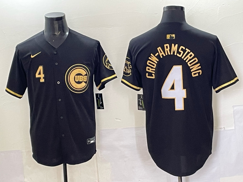 Men Chicago Cubs 4 Crow Armstrong black Nike MLB 2025 Jersey 01